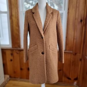 Marc New York Andrew Marc brown wool blend long teddy pea coat size 6 small